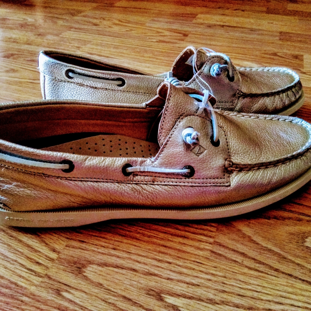 NWT Sperry women's top sider boat shoes gold 11 12 - Picture 2 of 11